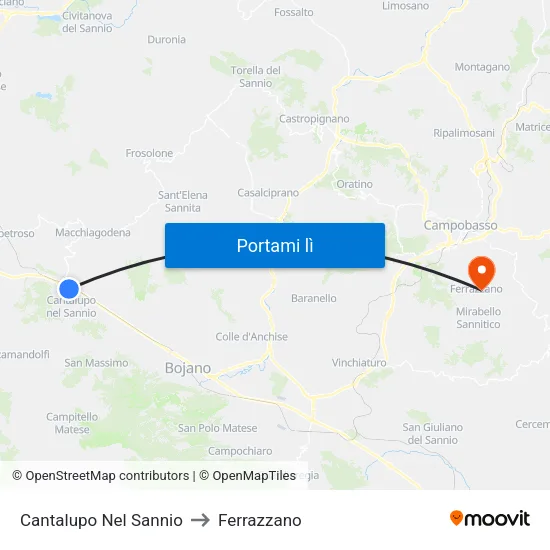 Cantalupo Nel Sannio to Ferrazzano map