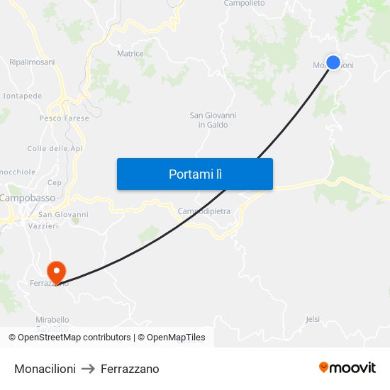 Monacilioni to Ferrazzano map