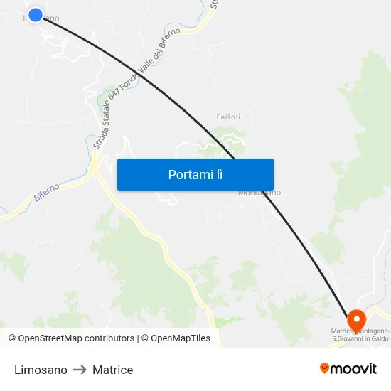 Limosano to Matrice map