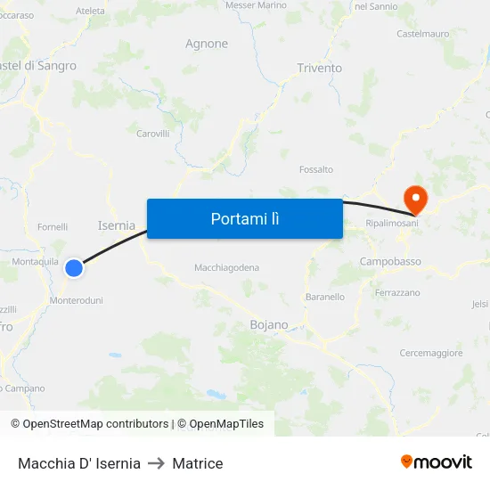 Macchia D' Isernia to Matrice map