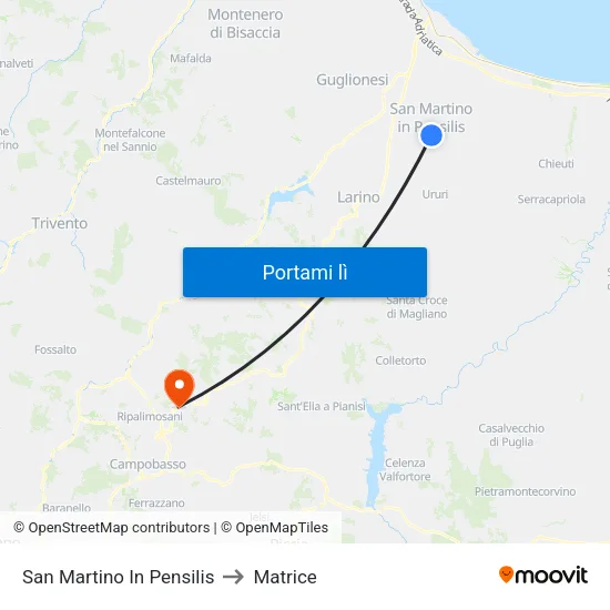 San Martino In Pensilis to Matrice map