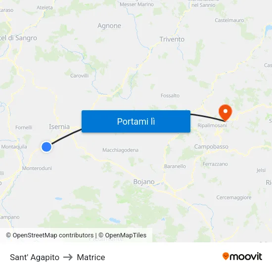 Sant' Agapito to Matrice map