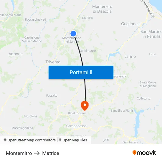 Montemitro to Matrice map