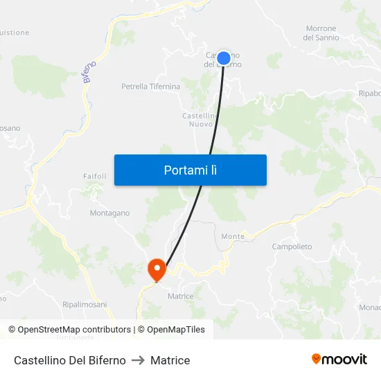 Castellino Del Biferno to Matrice map