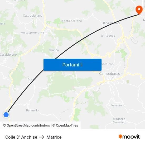 Colle D' Anchise to Matrice map