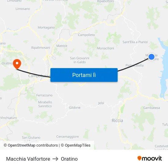 Macchia Valfortore to Oratino map