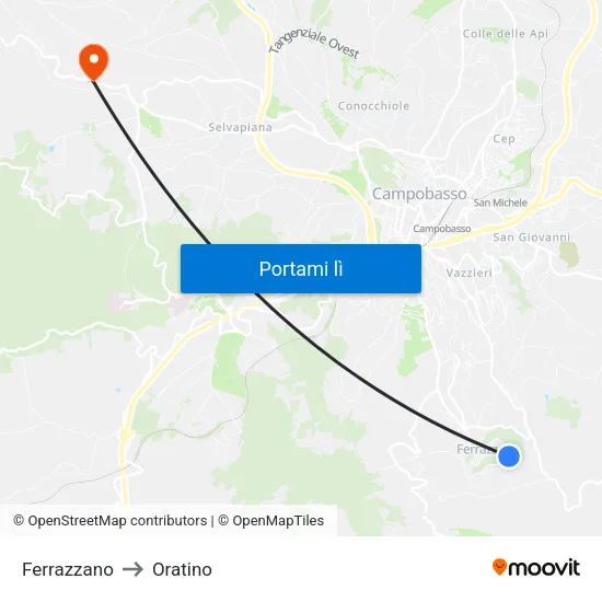 Ferrazzano to Oratino map