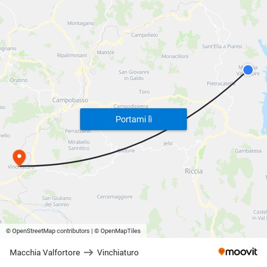 Macchia Valfortore to Vinchiaturo map