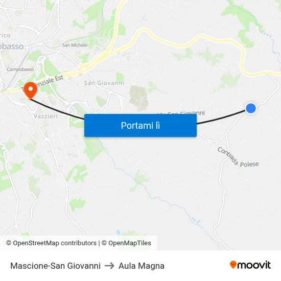 Mascione-San Giovanni to Aula Magna map