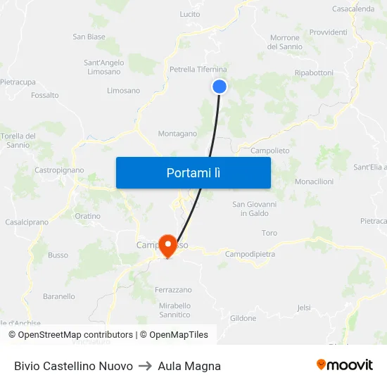 Bivio Castellino Nuovo to Aula Magna map
