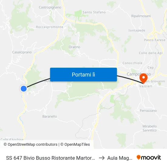 SS 647 Bivio Busso Ristorante Martorelli to Aula Magna map