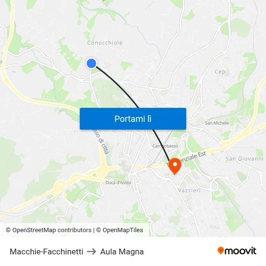 Macchie-Facchinetti to Aula Magna map