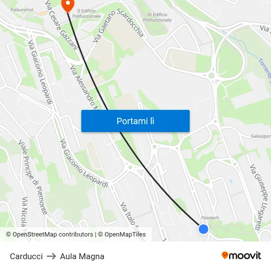 Carducci to Aula Magna map