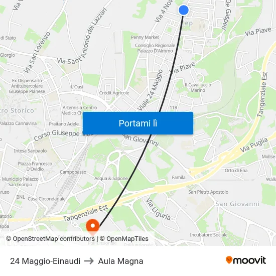 24 Maggio-Einaudi to Aula Magna map
