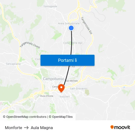 Monforte to Aula Magna map