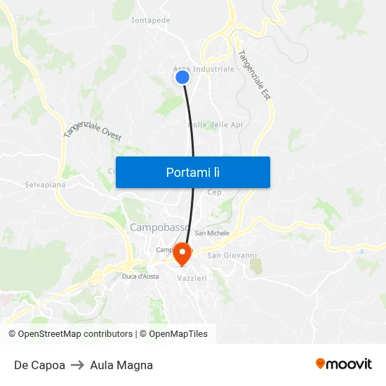 De Capoa to Aula Magna map