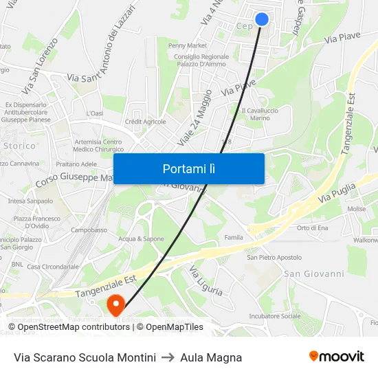 Via Scarano Scuola Montini to Aula Magna map