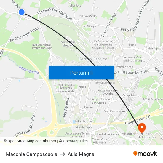 Macchie Camposcuola to Aula Magna map