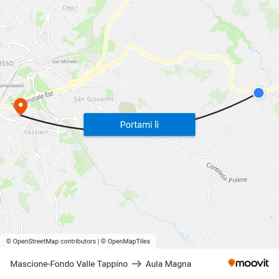 Mascione-Fondo Valle Tappino to Aula Magna map