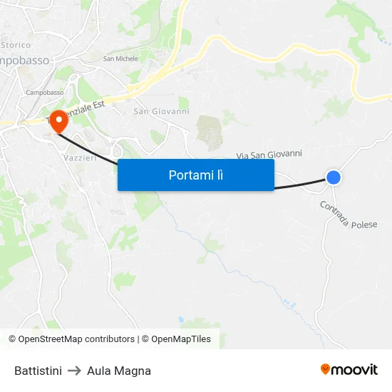 Battistini to Aula Magna map