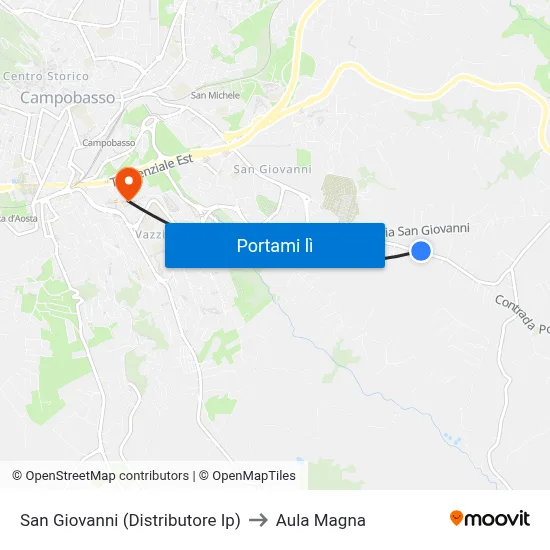 San Giovanni (Distributore Ip) to Aula Magna map