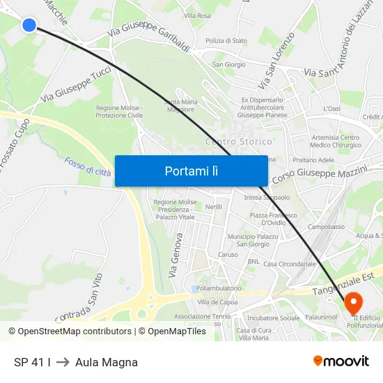 SP 41 I to Aula Magna map