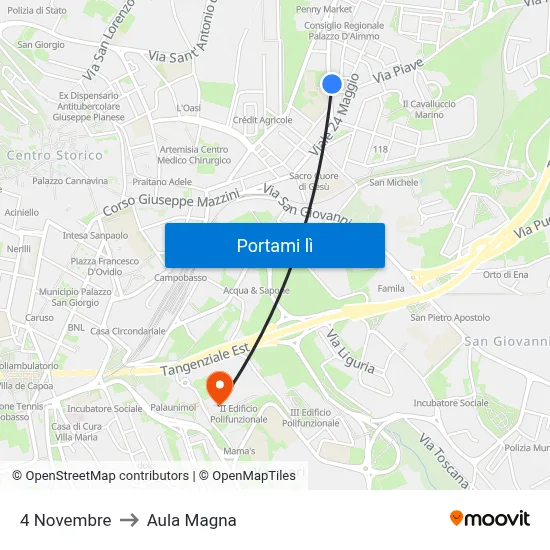 4 Novembre to Aula Magna map