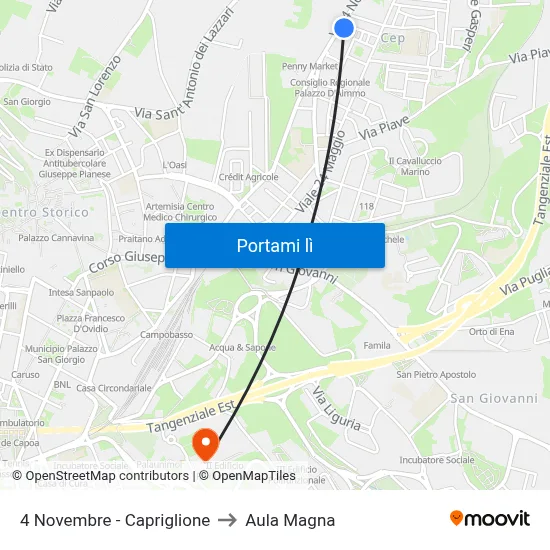 4 Novembre - Capriglione to Aula Magna map