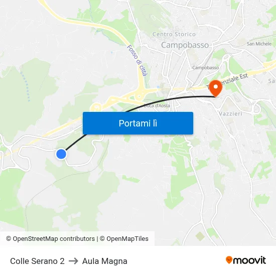 Colle Serano 2 to Aula Magna map