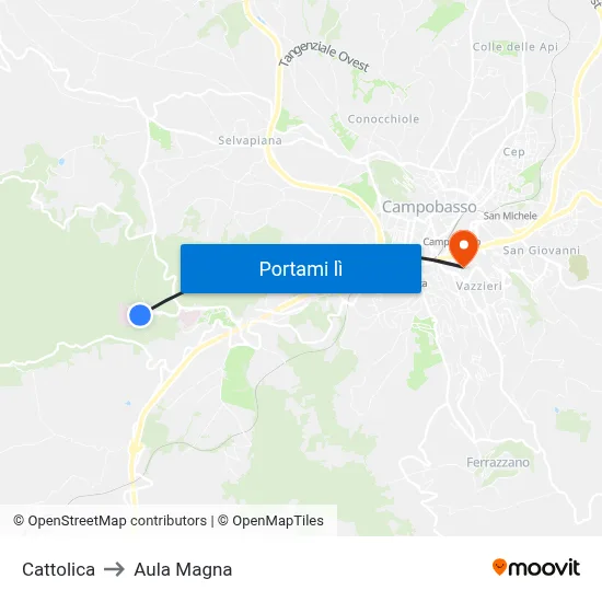 Cattolica to Aula Magna map