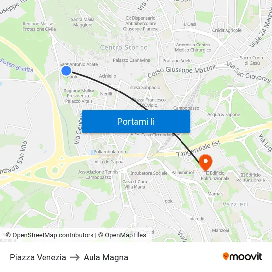 Piazza Venezia to Aula Magna map