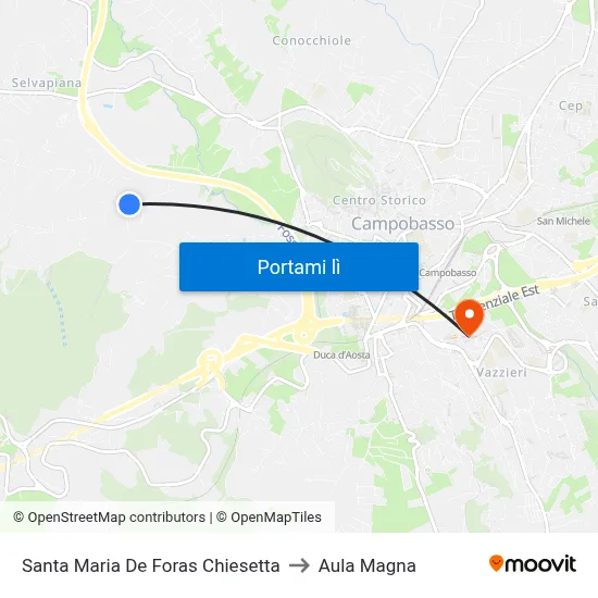 Santa Maria De Foras Chiesetta to Aula Magna map