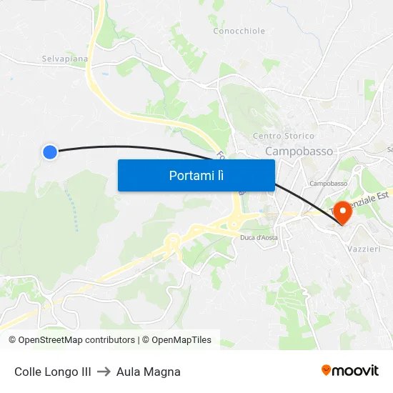 Colle Longo III to Aula Magna map