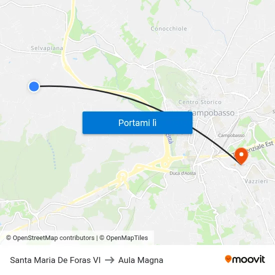 Santa Maria De Foras VI to Aula Magna map