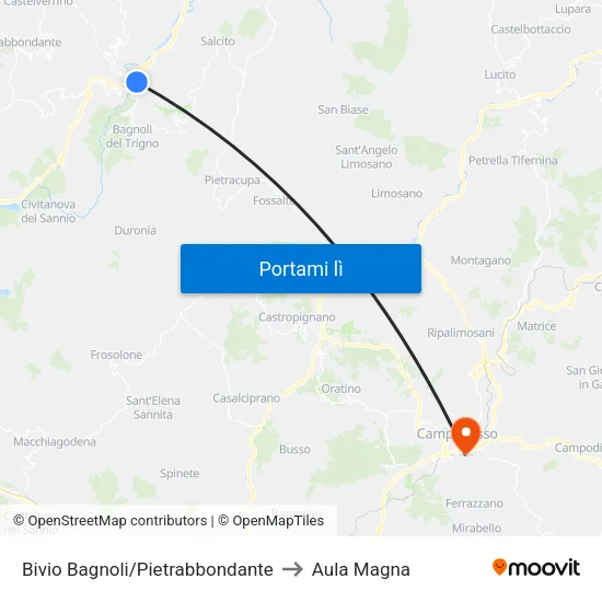 SS 650 Bivio Bagnoli/Pietrabbondante to Aula Magna map