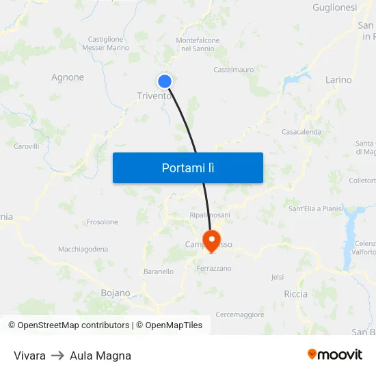Vivara to Aula Magna map