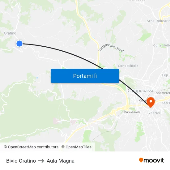 Bivio Oratino to Aula Magna map
