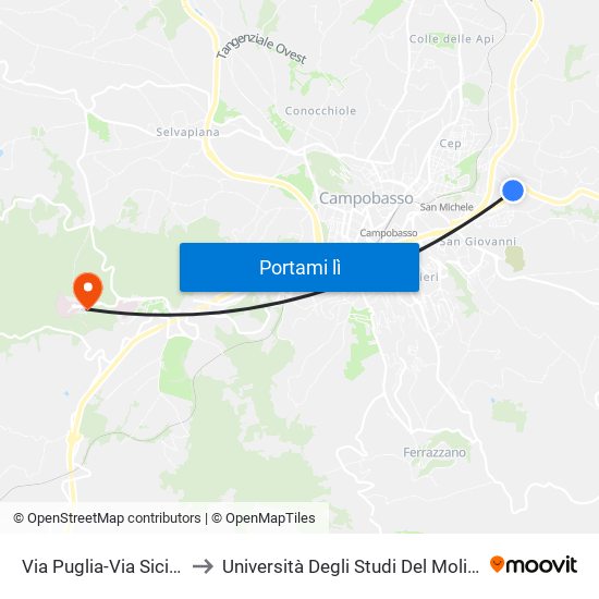 Via Puglia-Via Sicilia to Università Degli Studi Del Molise map