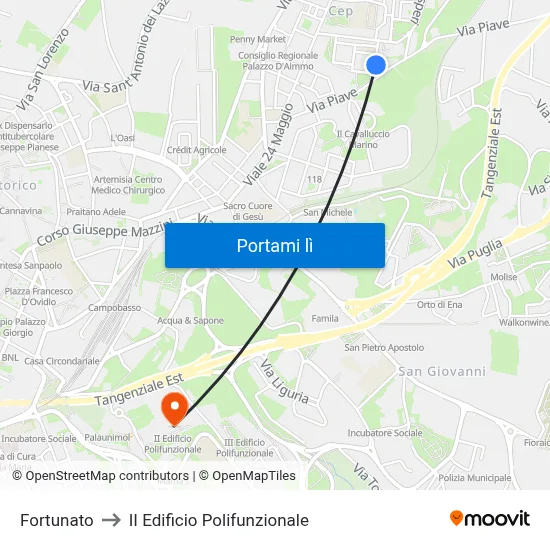 Fortunato to II Edificio Polifunzionale map
