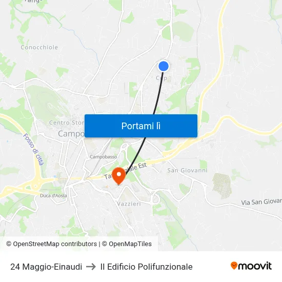 24 Maggio-Einaudi to II Edificio Polifunzionale map