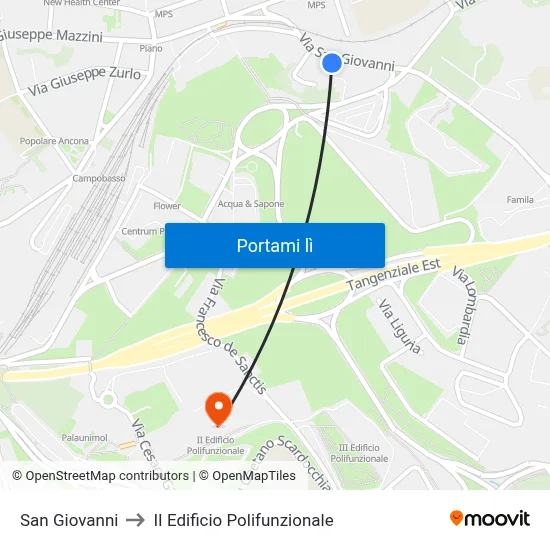 San Giovanni to II Edificio Polifunzionale map