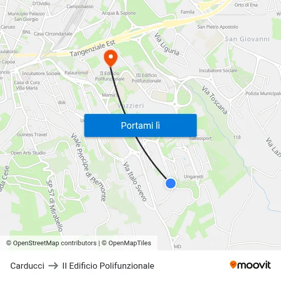 Carducci to II Edificio Polifunzionale map