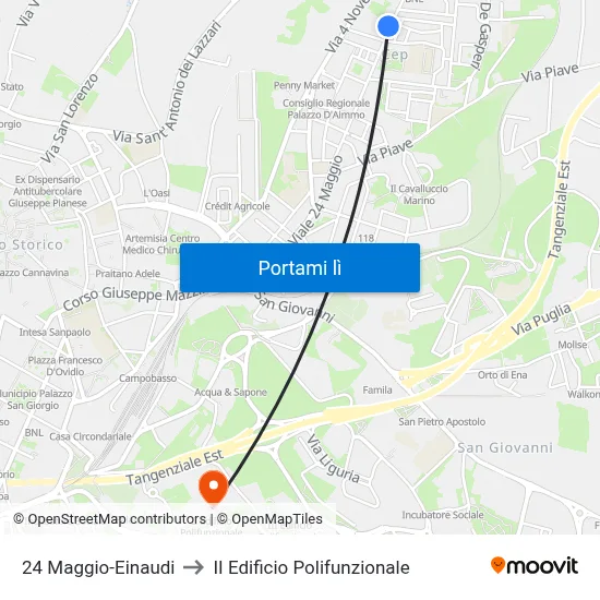 24 Maggio-Einaudi to II Edificio Polifunzionale map