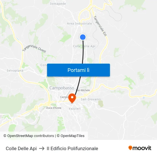 Colle Delle Api to II Edificio Polifunzionale map