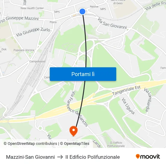 Mazzini-San Giovanni to II Edificio Polifunzionale map