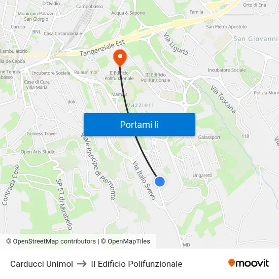 Carducci Unimol to II Edificio Polifunzionale map