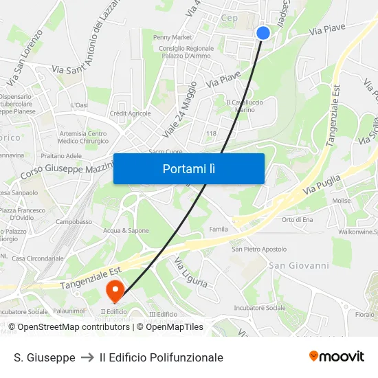 S. Giuseppe to II Edificio Polifunzionale map