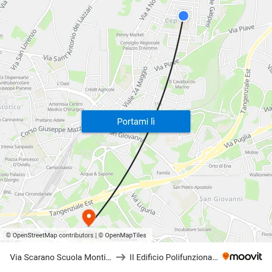 Via Scarano Scuola Montini to II Edificio Polifunzionale map