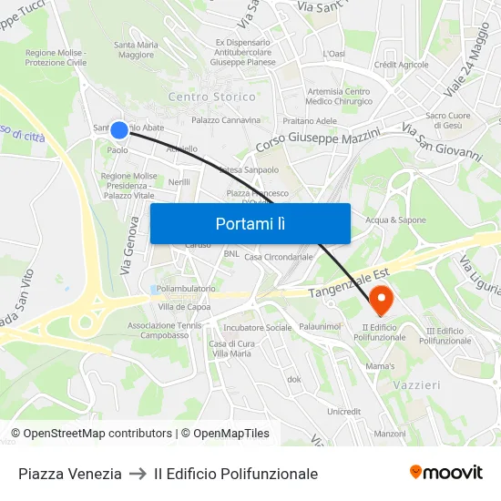 Piazza Venezia to II Edificio Polifunzionale map