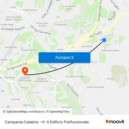 Campania-Calabria to II Edificio Polifunzionale map